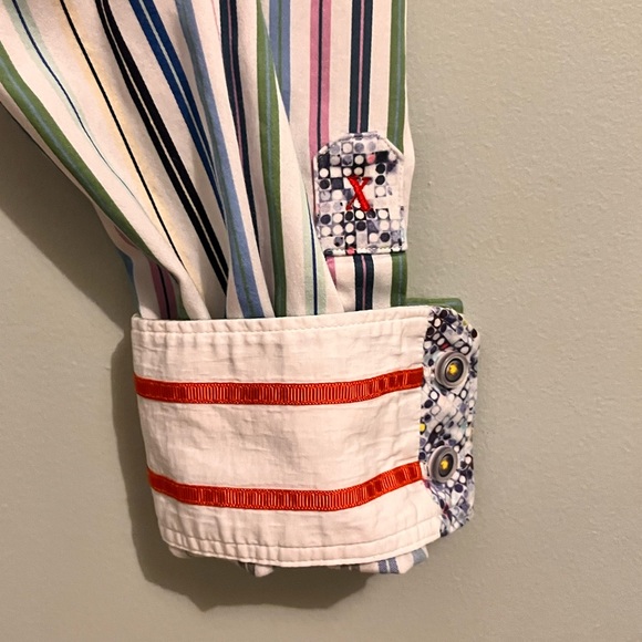 Robert Graham - Men’s Large - X Collection Striped Shirt -Flip Cuff -100% Cotton - Picture 7 of 14